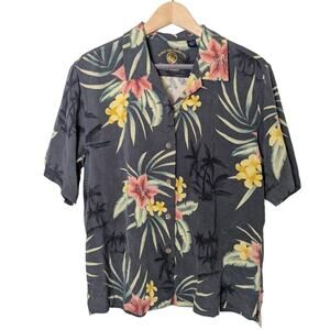 Eagle Dry Goods Co. Silk Floral Button Up Shirt Women Size M Tropical Hawaiian